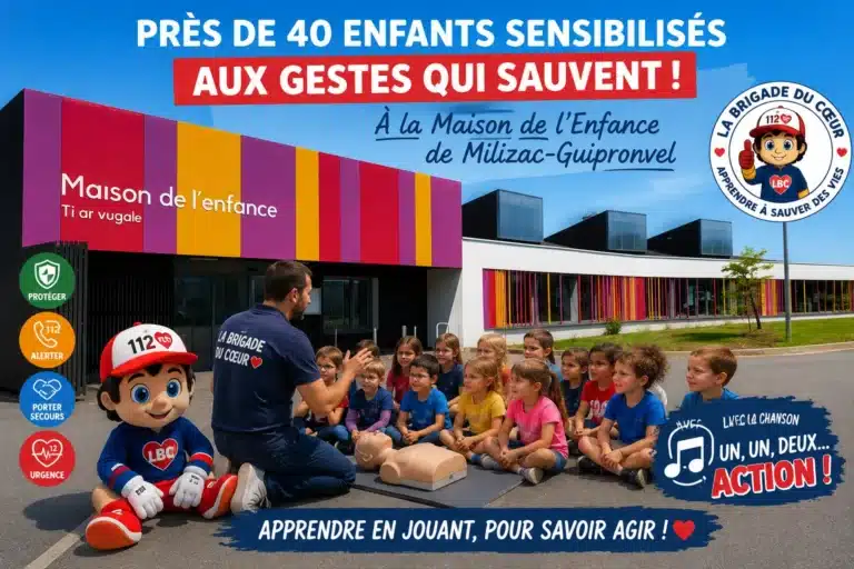 Enfants participant à une animation de premiers secours en centre de loisirs