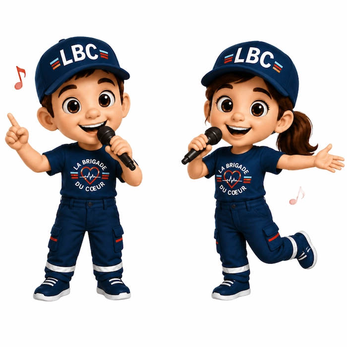 Deux mascottes chantent « Un, un, deux… Action ! », la chanson du 112 pour apprendre les premiers secours aux enfants