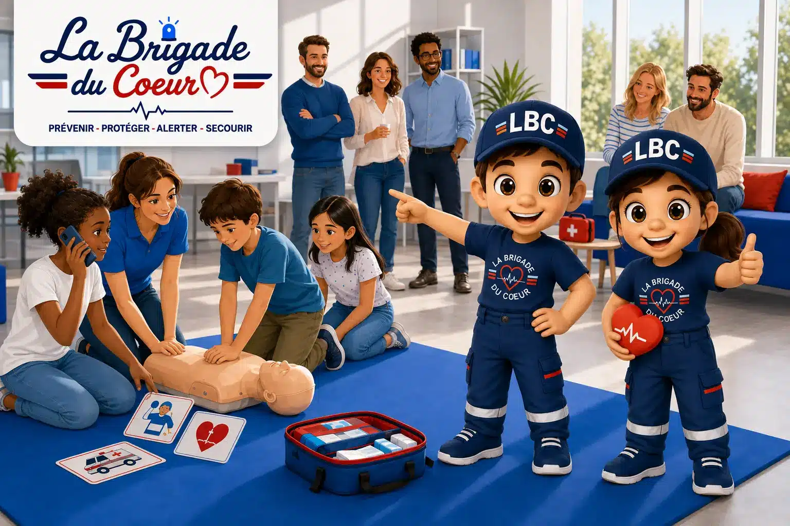 Des enfants de salariés apprennent les gestes qui sauvent lors d’un atelier RSE enfants en entreprise