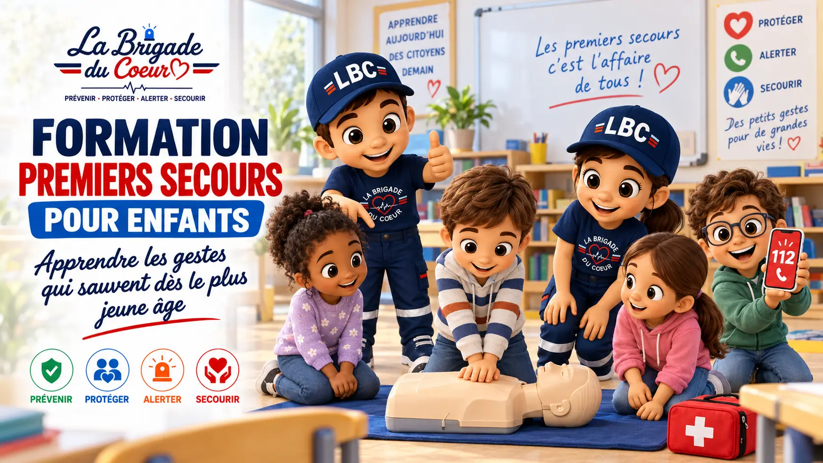 Formation premiers secours pour enfants avec La Brigade du Cœur
